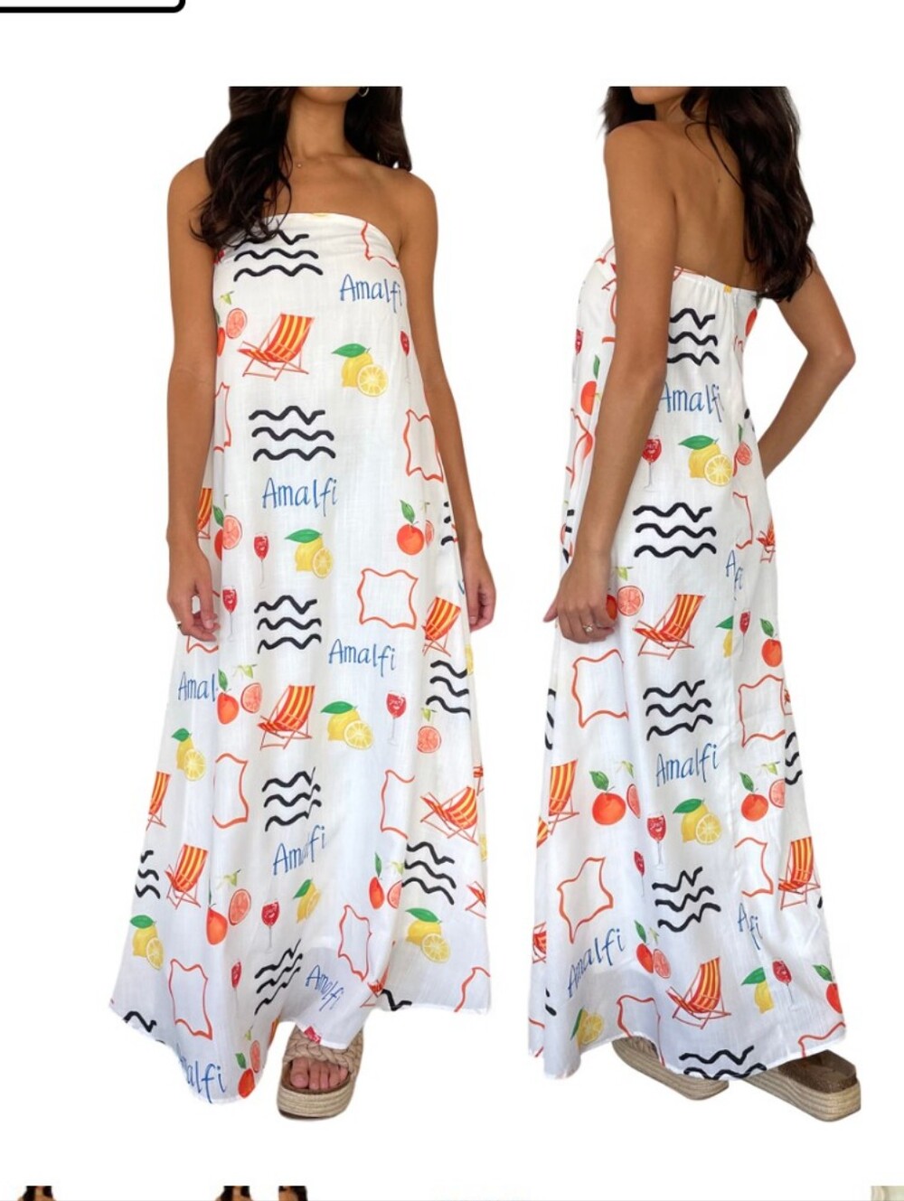 Strapless Maxi Dress With Almafi Print